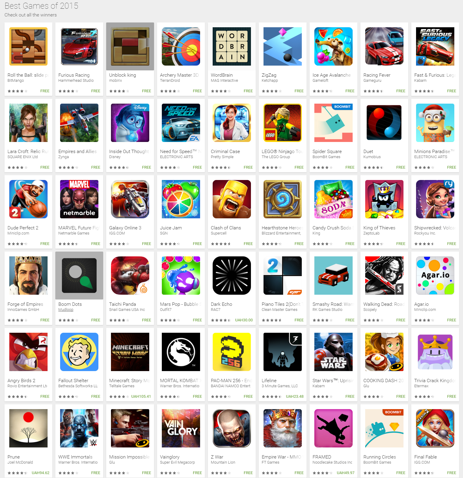 ay Store publishes lists of the best apps best games of 2015