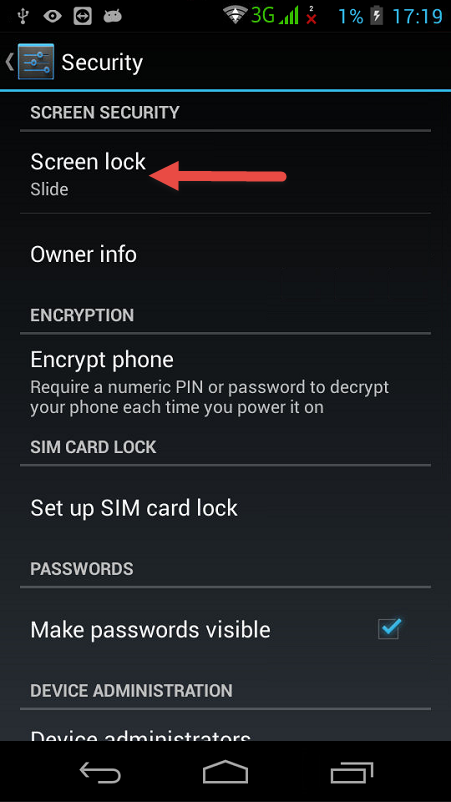 lock screen password