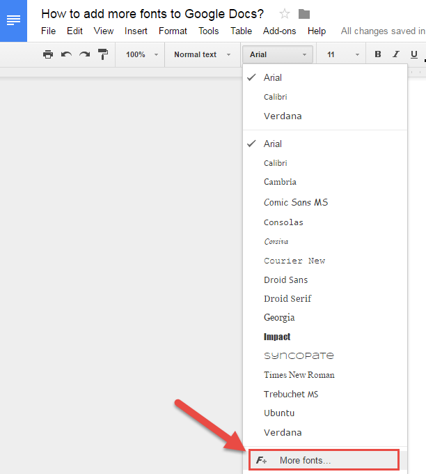 how to get more fonts on google docs