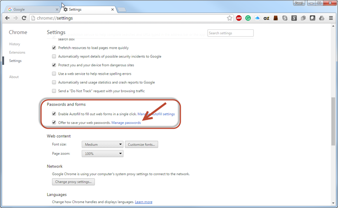 how to check google chrome passwords