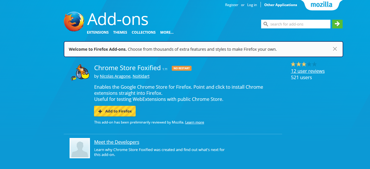 Use Chome Extensions in Firefox 