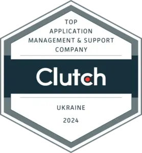 Clutch 2024 award badge: top application management and support company in Ukraine