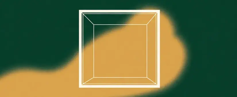 A precisely drawn square boundary with a soft glow spilling well beyond its edges, illustrating an AI agent whose real reach extended past the sandbox drawn on the design document