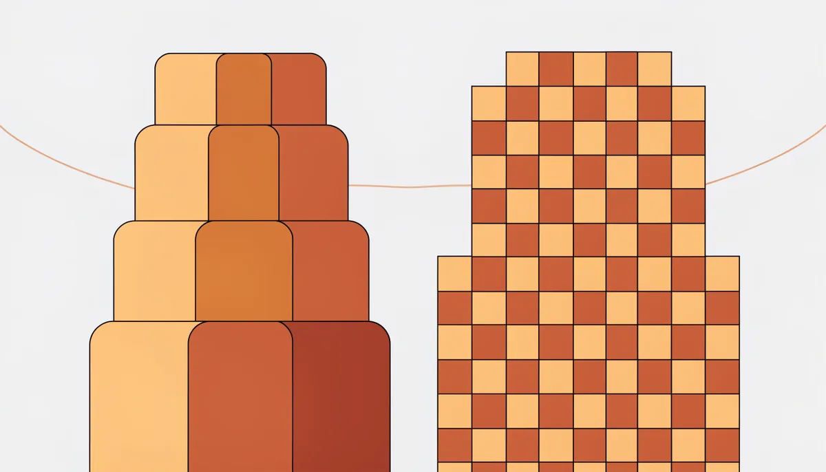 Two cost columns compared: a few large fixed salary blocks beside many small per-user subscription blocks