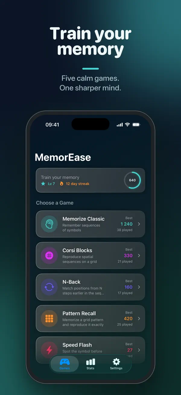 MemorEase Lite on iPhone