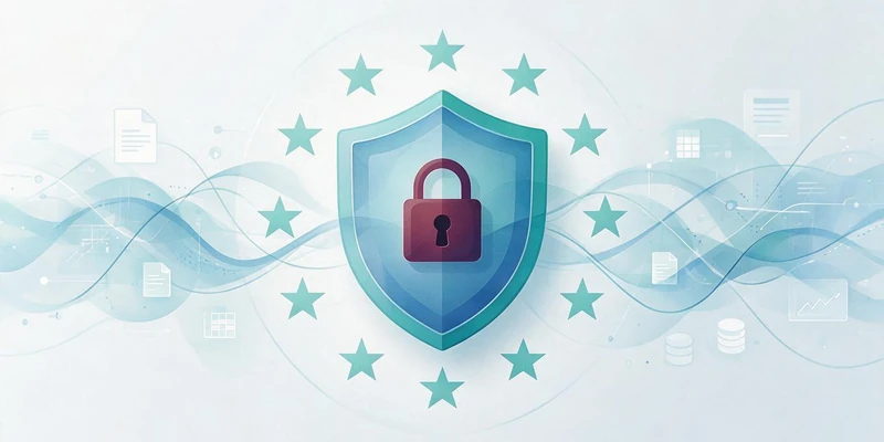 Shield with a padlock surrounded by EU stars